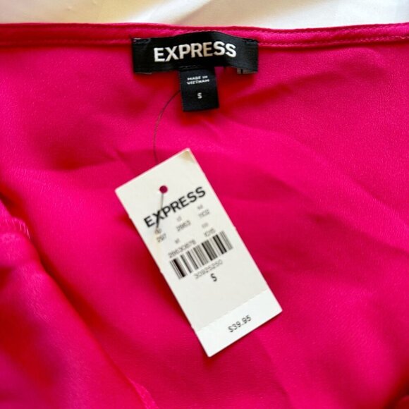 Express Silky Cowl Neck Cami Top Womens S Reddish Pink Elegant Adjustable Draped - Picture 5 of 6